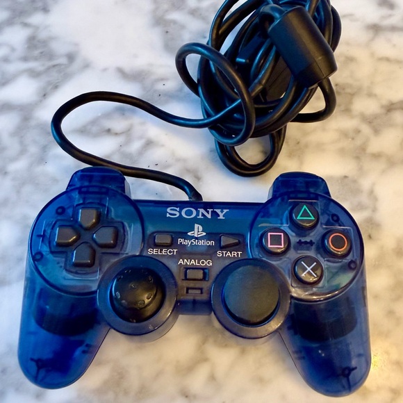 Sony PlayStation 2 PS2 Ocean Blue Clear Controller - OEM DualShock2 SCPH-10010 - Picture 2 of 9